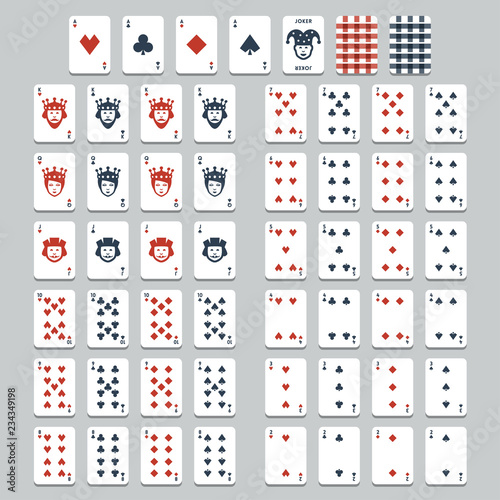 Vector playing cards, flat style