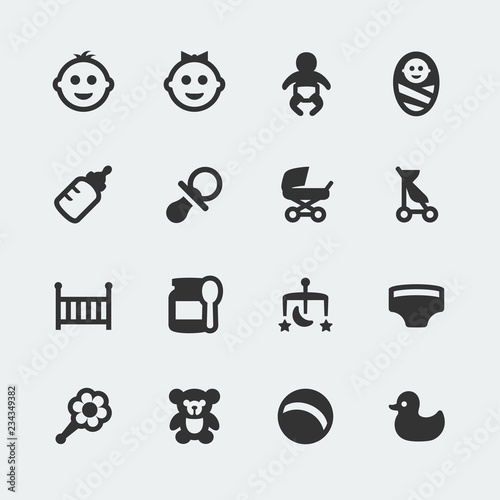 Vector baby mini icons set