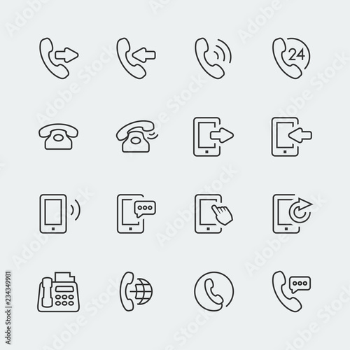Vector phone and communication mini icons set