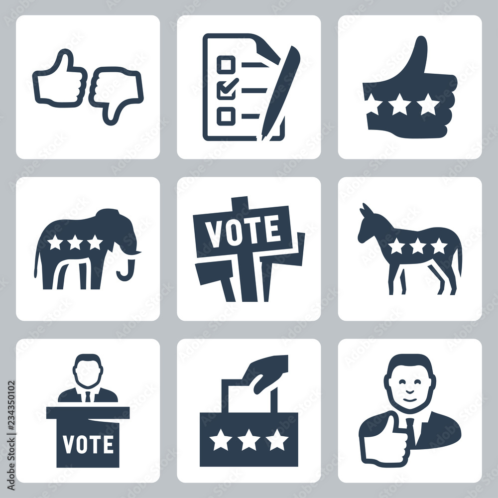 Vector voting and politics icons set Vector voting and politics icons set