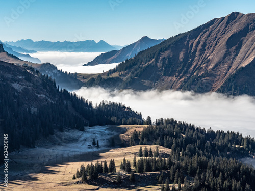 Nebelseen in den Schweizer Alpen photo