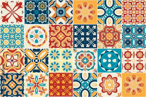 Traditional ornate decorative tiles. azulejos. Vector. photo