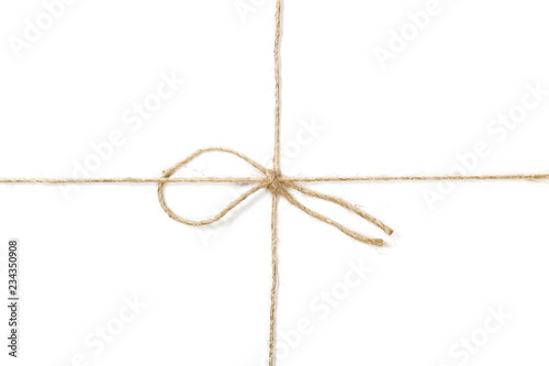 rope wrap with bow isolated on white, clipping path, top view