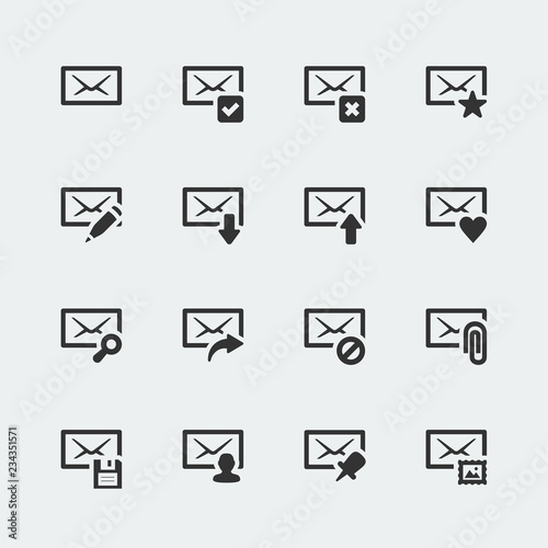 Mail envelope mini icons set