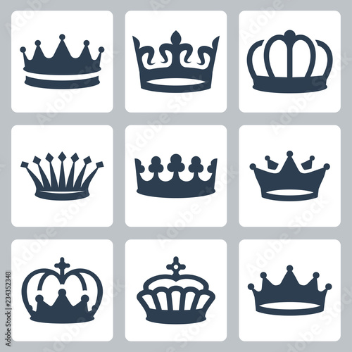 Crowns vector icons set