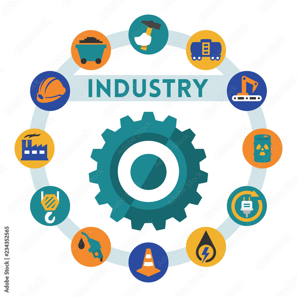 Industry related vector infographic, flat style Industry related vector infographic, flat style