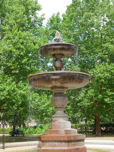 Fountain in park in the Alexanderplatz area of Berlin Germany
