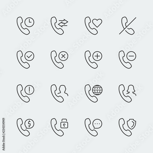 Phone communication related vector icon set