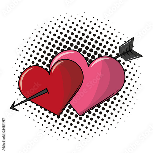 Arrow through hearts pop art