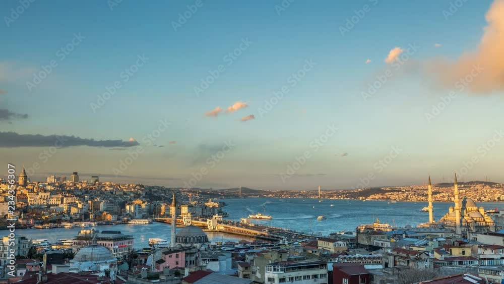 Istanbul skyline aerial view timelapse udh in 4k.
