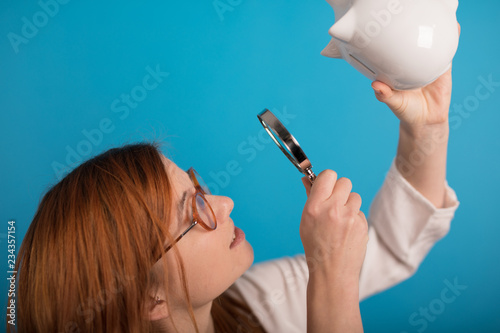 young girl searching money