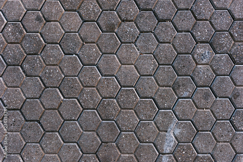 Hexagonal concrete pavement tiles background