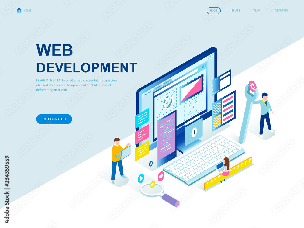 Wunschmotiv: Modern flat design isometric concept of Web Development decorated people character for