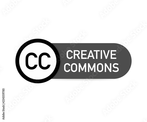 Creative commons rights management sign with circular CC icon. Vector illustration.