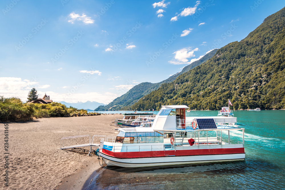 Boats at Todos los Santos Lake - Los Lagos Region, Chile Boats at Todos los Santos Lake - Los Lagos Region, Chile