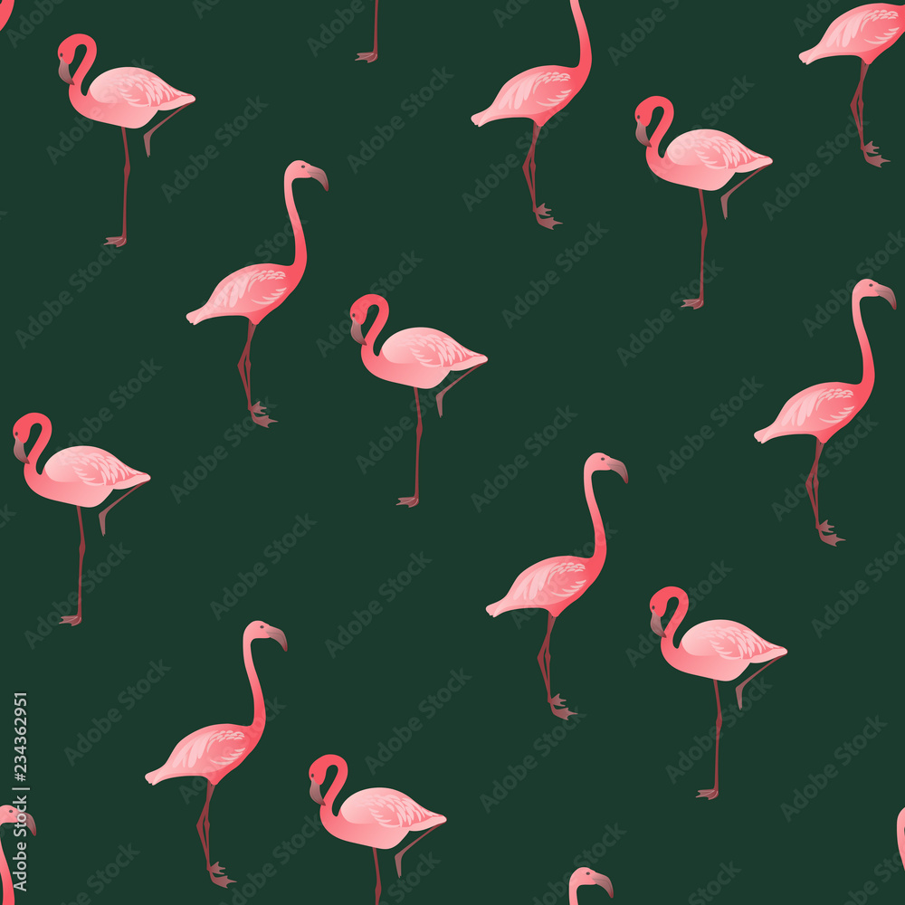 Obraz premium Seamless pattern with flamingo. Vector summer background.