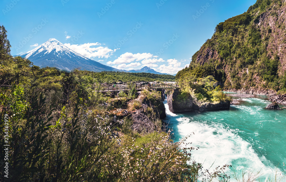 Saltos del Petrohue Waterfalls and Osorno Volcano - Los Lagos Region, Chile