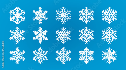 Set of different snowflakes. Winter, wintertime concept. Cartoon vector illustration