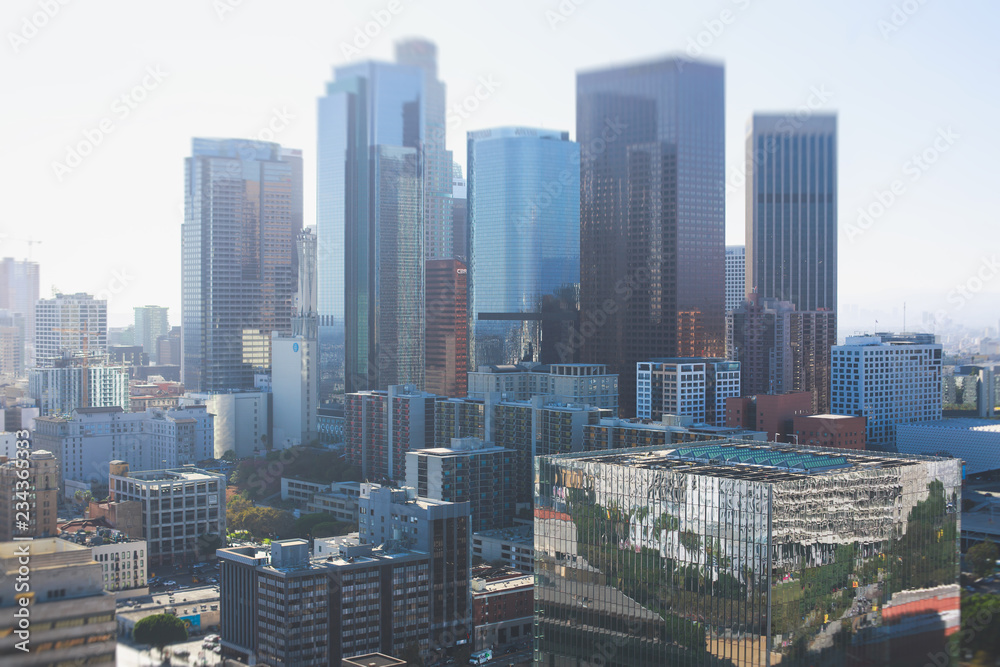 View of downtown Los Angeles, seen from observation deck of Los Angeles City Hall