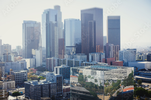 Fototapeta Naklejka Na Ścianę i Meble -  View of downtown Los Angeles, seen from observation deck of Los Angeles City Hall