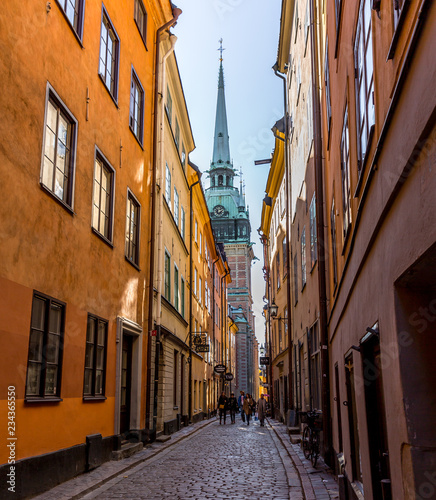 Foto old town gamla stan in stockholm, Sweden.