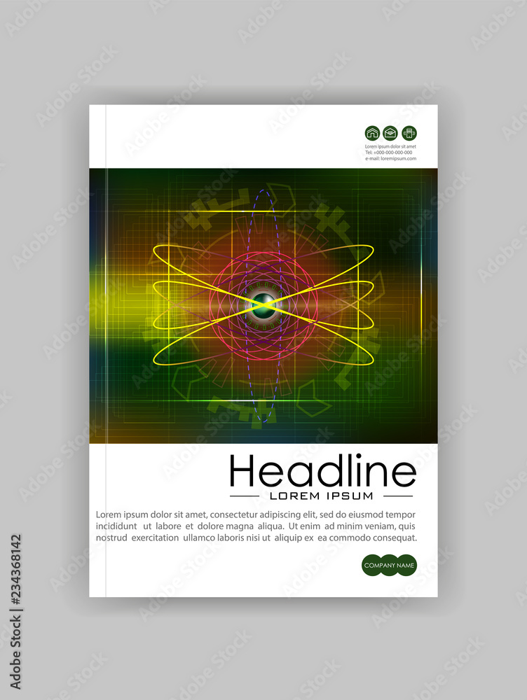 Futuristic future sci fi atom with technology and business