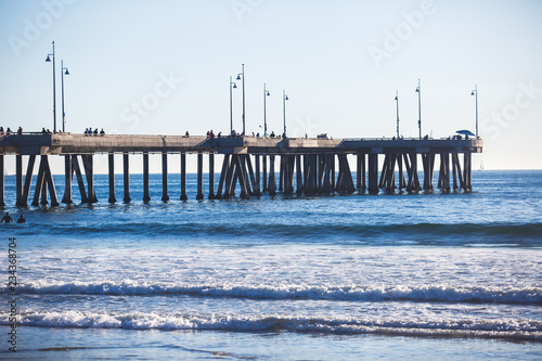 View of Venice Beach on sunset  with Pacific Ocean  Venice  Los Angeles County  California  United States