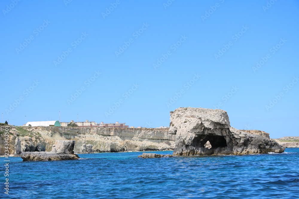 Boatstrip around the coast of Syracuse at Mediterranean Sea, Sicily Italy