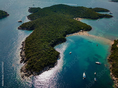 An aerial photo of Bella Vraka beach in Greece