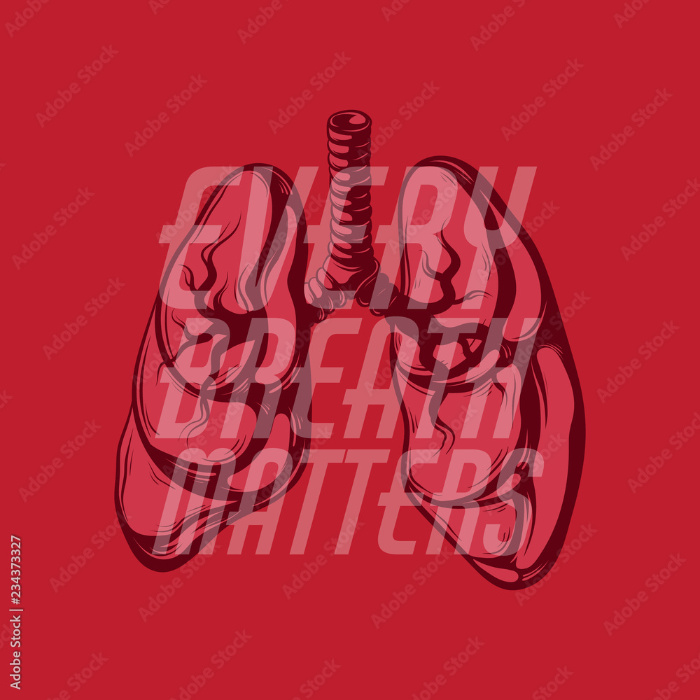 Every breath matters. Vector hand drawn placard with lungs and flowers.  Tattoo artwork. Template for card, poster, banner, print for t-shirt. Stock  Vector | Adobe Stock
