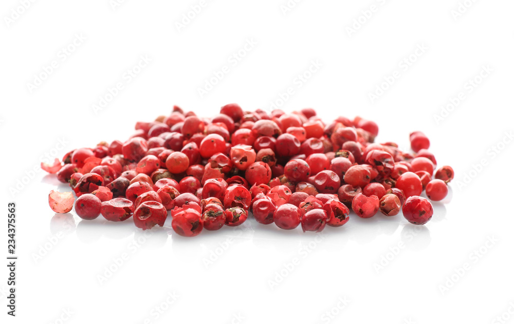 Heap of red peppercorns on white background Heap of red peppercorns on white background