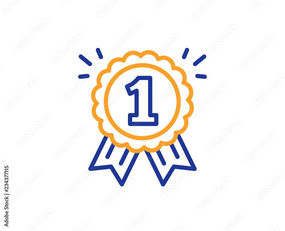 Reward Medal line icon. Winner achievement or Award symbol. Glory or Honor sign. Colorful outline concept. Blue and orange thin line color icon. Reward Vector Reward Medal line icon. Winner achievement or Award symbol. Glory or Honor sign. Colorful outline concept. Blue and orange thin line color icon. Reward Vector