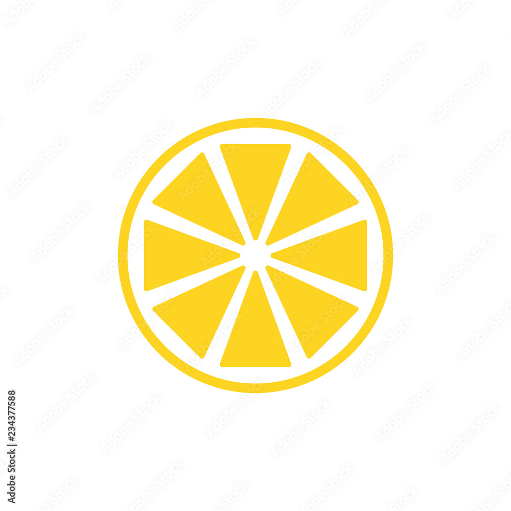 Lemon slice vector icon illustration on white background. Fresh sour vector lemon icon. Lemon slice vector icon illustration on white background. Fresh sour vector lemon icon.
