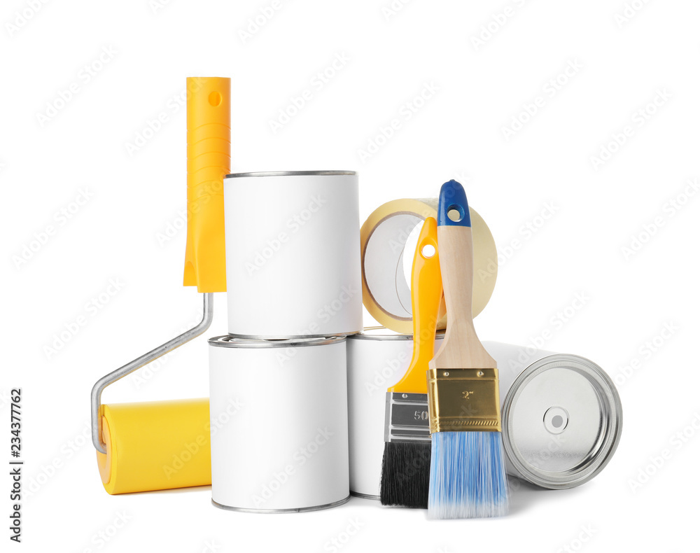 Set of painting tools on white background. Mockup for design Set of painting tools on white background. Mockup for design