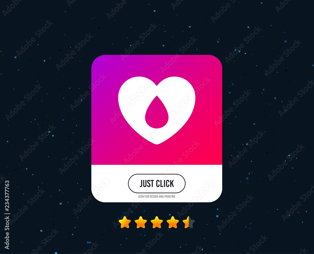 Blood donation sign icon. Medical donation. Heart with blood drop. Web or internet icon design. Rating stars. Just click button. Vector Blood donation sign icon. Medical donation. Heart with blood drop. Web or internet icon design. Rating stars. Just click button. Vector