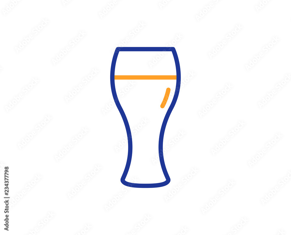 Beer glass line icon. Pub Craft beer sign. Brewery beverage symbol. Colorful outline concept. Blue and orange thin line color icon. Beer glass Vector Beer glass line icon. Pub Craft beer sign. Brewery beverage symbol. Colorful outline concept. Blue and orange thin line color icon. Beer glass Vector