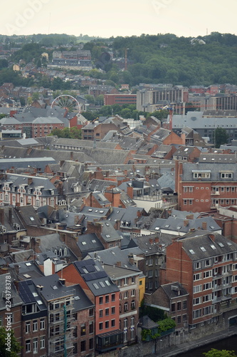 Belgian city Namur, capital of province of Namur and Wallonia, aerial view © josefkubes