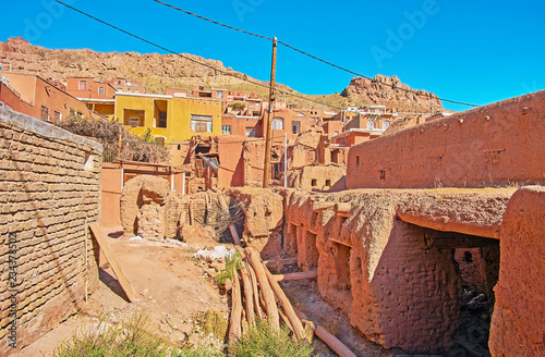 The terrace village in Karkas mountains, Abyaneh, Iran photo