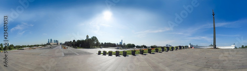 Panorama of Victory monument in a bright sunny day in the Moscow Victory Park - Poklonnaya Hill