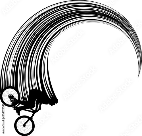 Tablou canvas silhouette of  male doing bike trick