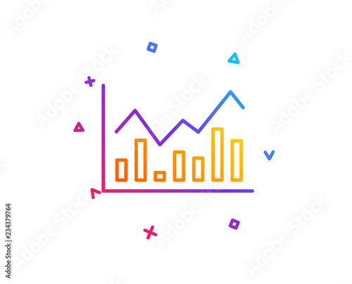 Financial chart line icon. Economic graph sign. Stock exchange symbol. Business investment. Gradient line button. Infochart icon design. Colorful geometric shapes. Vector