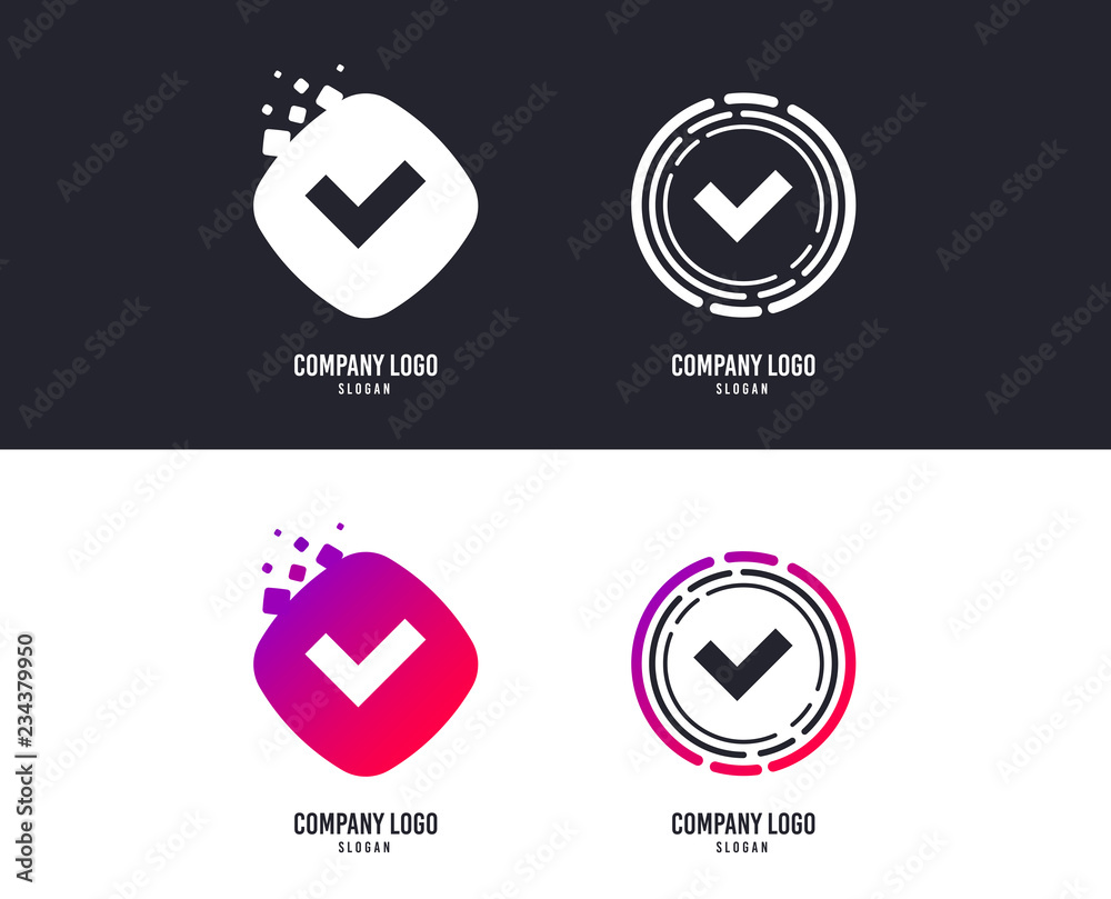 Logotype concept. Check sign icon. Yes button. Logo design. Colorful buttons with icons. Check mark vector