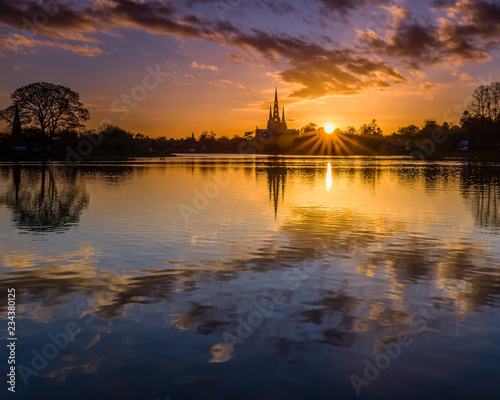 Sunset over Stowe Pool
