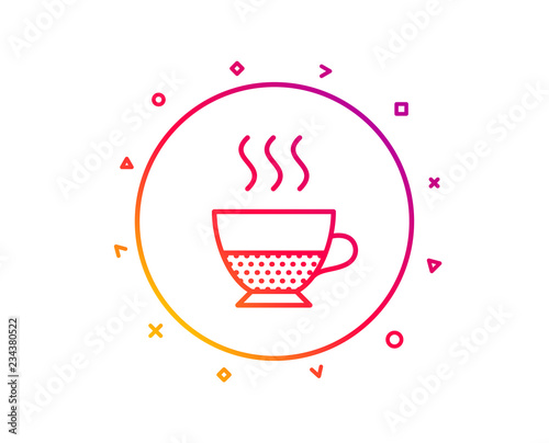 Doppio coffee icon. Hot drink sign. Beverage symbol. Gradient pattern line button. Doppio icon design. Geometric shapes. Vector