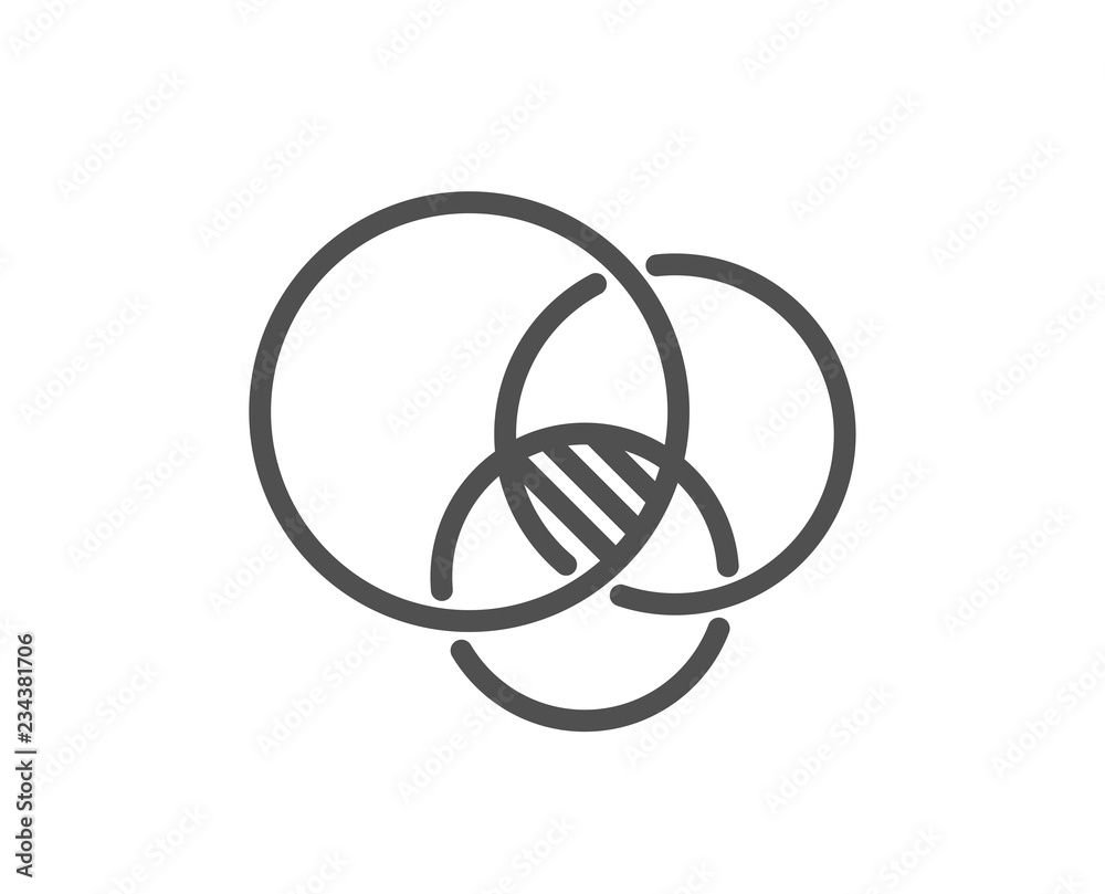 Euler diagram line icon. Eulerian circles sign. Relationships chart symbol. Quality design flat app element. Editable stroke Euler diagram icon. Vector Euler diagram line icon. Eulerian circles sign. Relationships chart symbol. Quality design flat app element. Editable stroke Euler diagram icon. Vector