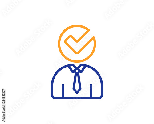 Free Download Human silhouette with Check line icon. Business or Education concept sign. Colorful outline concept. Blue and orange thin line color icon. Vacancy Vector - GFXLoad