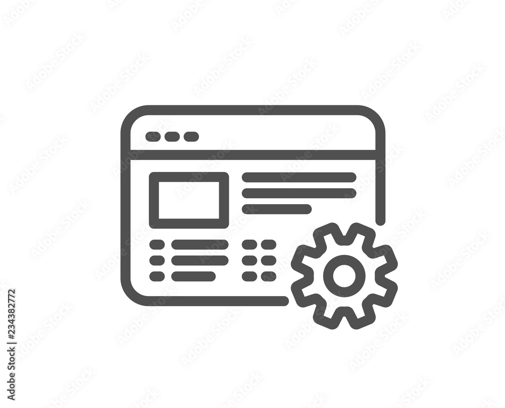 Web settings line icon. Engineering cogwheel tool sign. Cog gear symbol. Quality design flat app element. Editable stroke Web settings icon. Vector Web settings line icon. Engineering cogwheel tool sign. Cog gear symbol. Quality design flat app element. Editable stroke Web settings icon. Vector