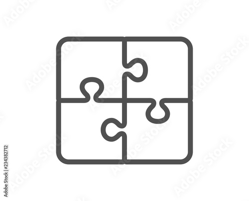 Puzzle line icon. Engineering strategy sign. Quality design flat app element. Editable stroke Puzzle icon. Vector