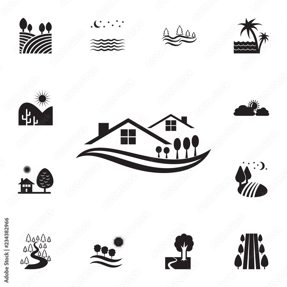 trees in the village icon. Detailed set of landscapes icons. Premium graphic design. One of the collection icons for websites, web design, mobile app