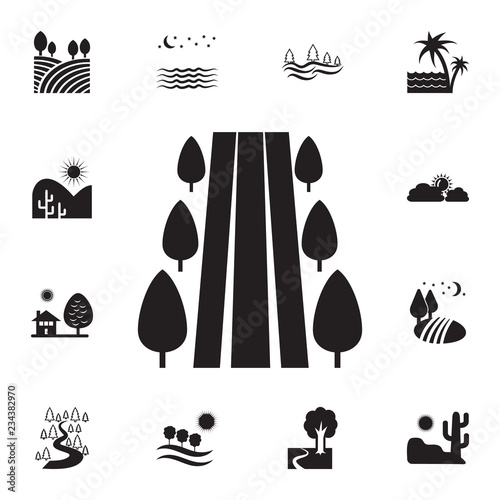 trees along the road icon. Detailed set of landscapes icons. Premium graphic design. One of the collection icons for websites, web design, mobile app